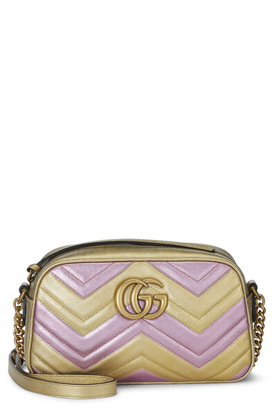Pink & Gold Leather GG Marmont Crossbody Small