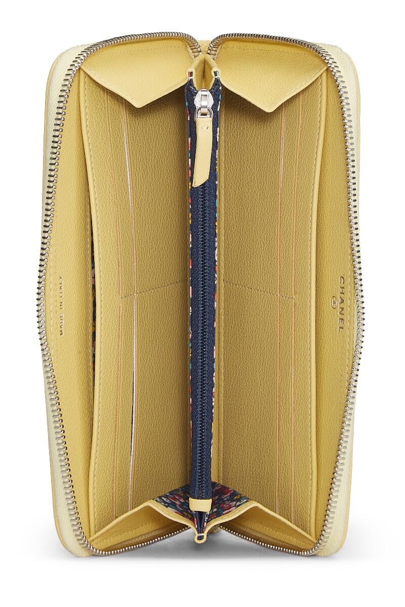 yellow zip around purse