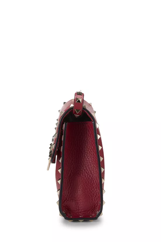Red Leather Rockstud Flap Crossbody Bag, , large image number 2