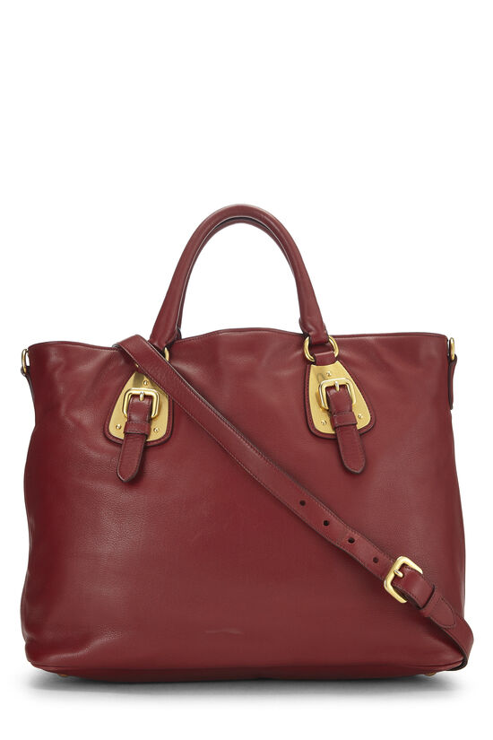 Red Calfskin Convertible Buckle Handbag, , large image number 4