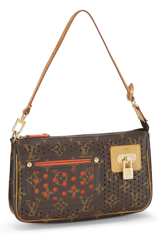 Louis+Vuitton+Pochette+Accessoires+Pouch+Small+Brown+Orange+Canvas+Leather  for sale online