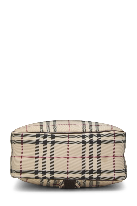 Brown Nylon Check Backpack, , large image number 4
