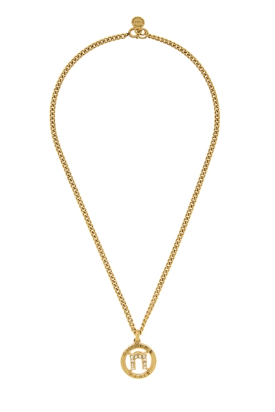 Gold & Crystal Logo Necklace