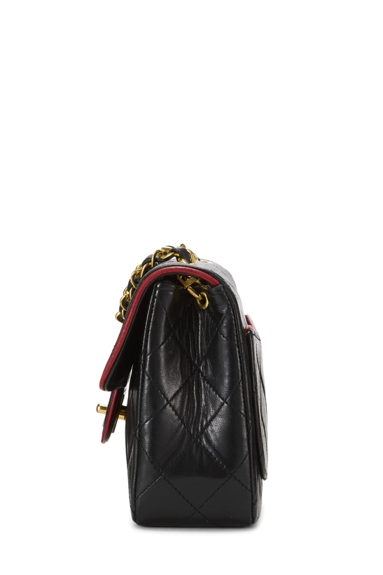 Black Quilted Lambskin Piped Half Flap Mini, , large image number 2