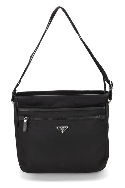 Black Tessuto Nylon Zip Pocket Messenger