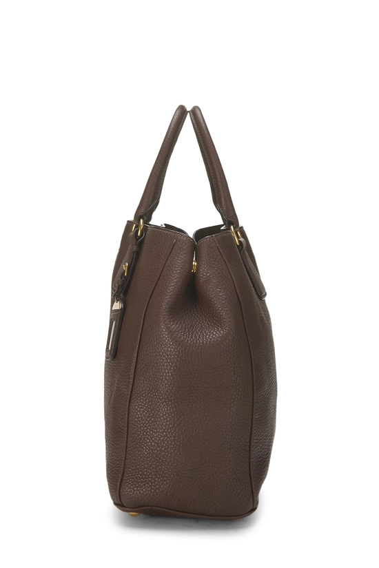 Brown Vitello Daino Shopping Tote, , large image number 2