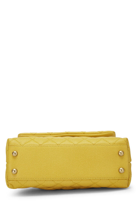 Yellow Quilted Caviar Coco Handle Bag Mini, , large image number 7