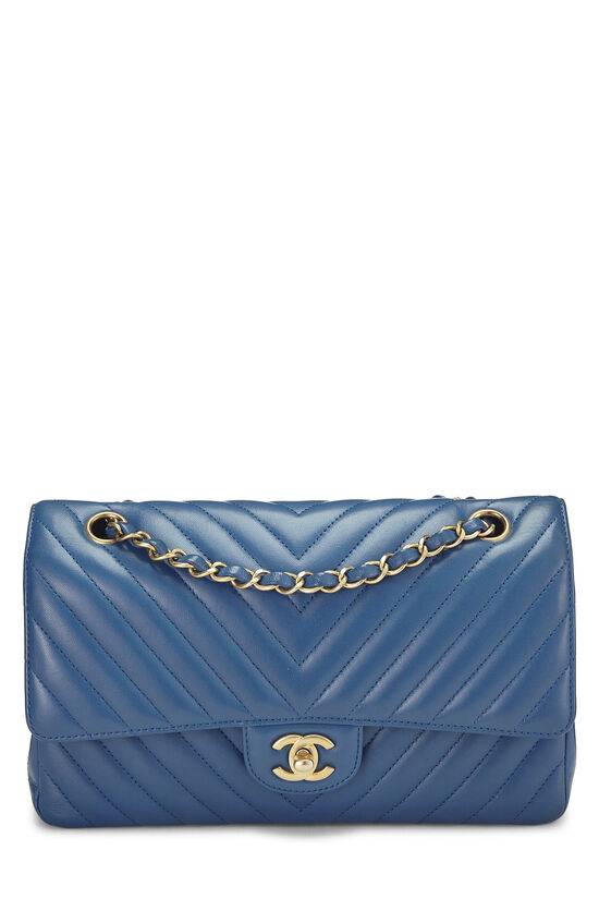 Chanel Lambskin Quilted Top Handle Flap Coin Purse with Chain Light Blue