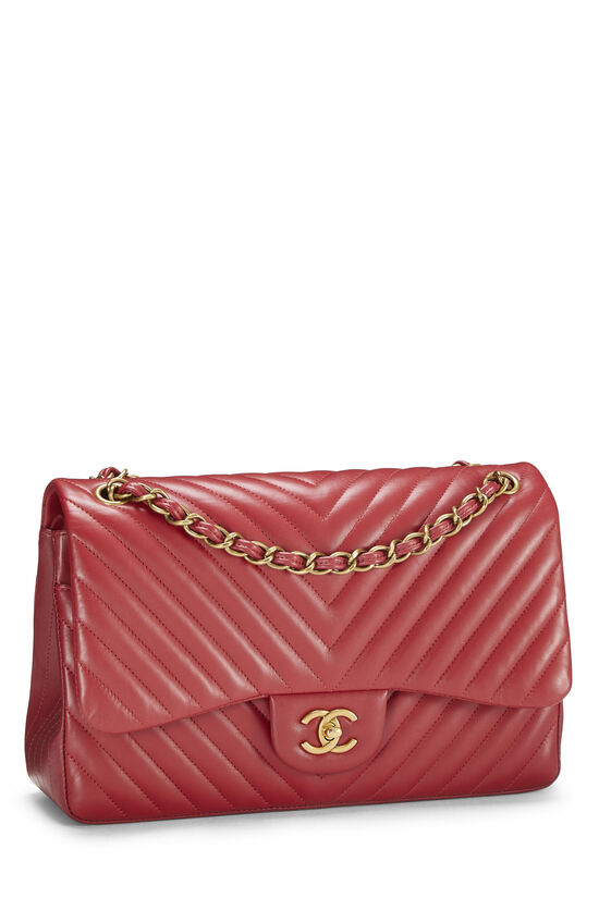 Red Chevron Lambskin New Classic Double Flap Jumbo, , large image number 2