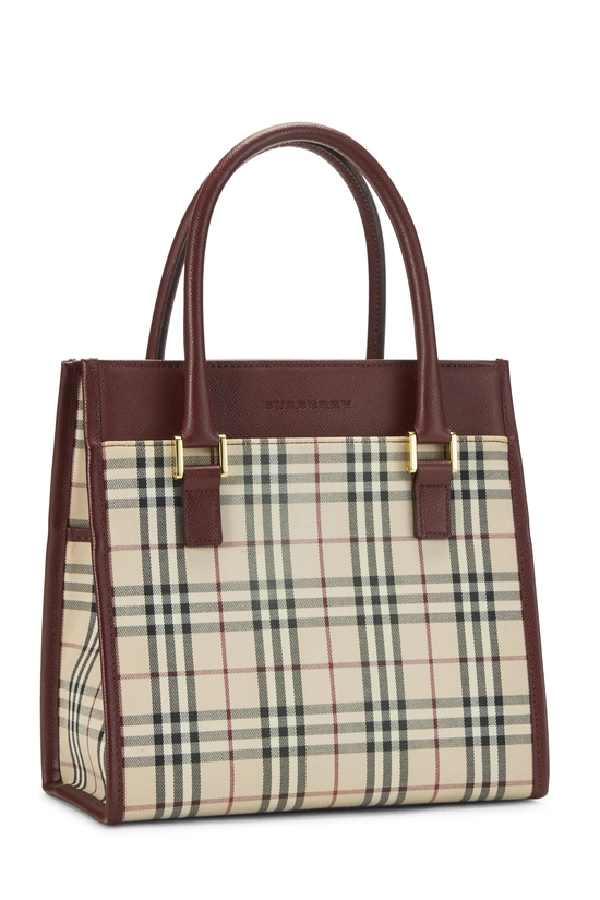 Burgundy House Check Jacquard Handbag Small, , large image number 1