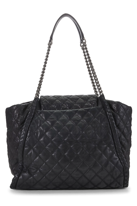 Black Calfskin Studded 'CC' Flap Tote, , large image number 3