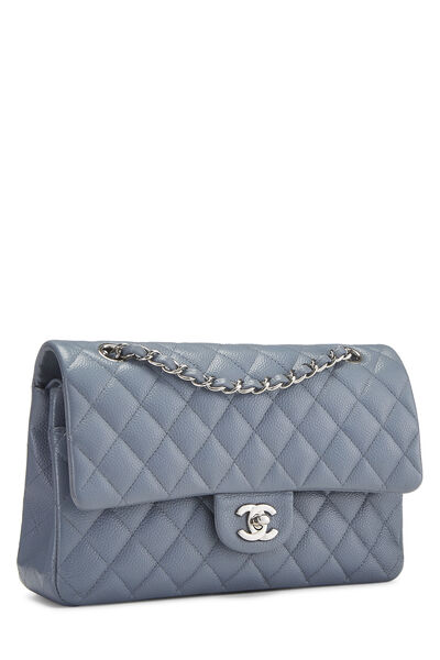Blue Quilted Caviar Classic Double Flap Medium, , large