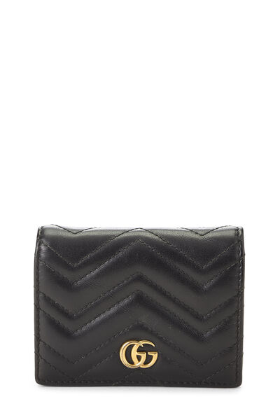 Black Leather GG Marmont Card Case