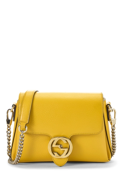 Gucci Yellow Leather Interlocking Shoulder Bag Small