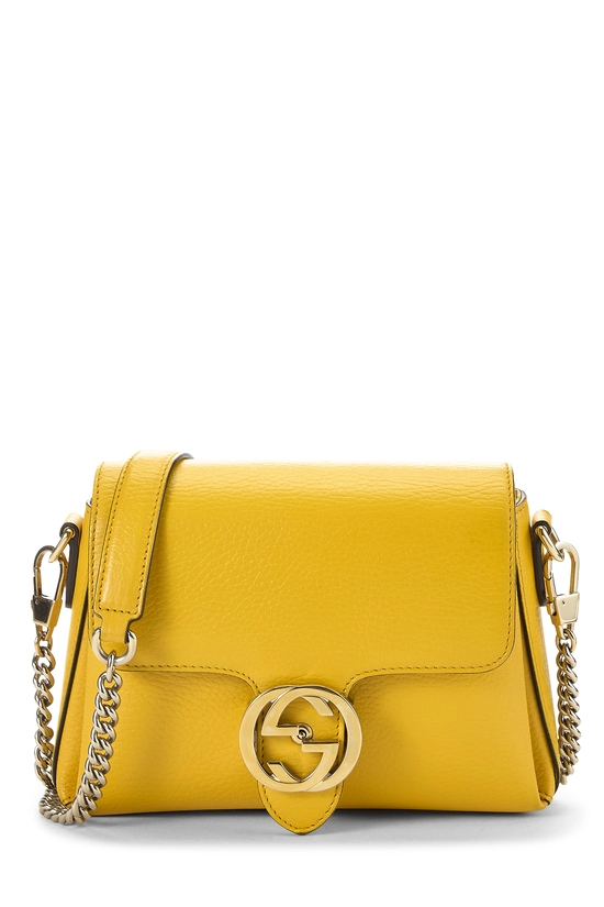 Yellow Leather Interlocking Shoulder Bag Small, , large image number 0
