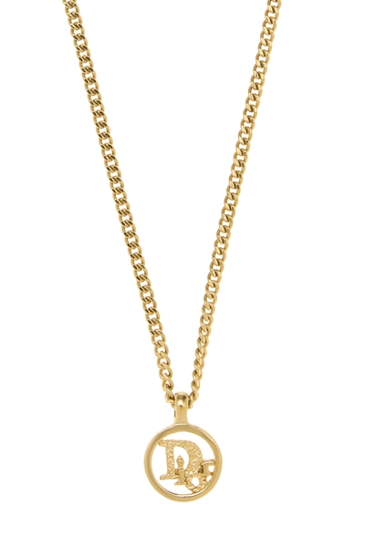 Gold Round Logo Necklace, , large
