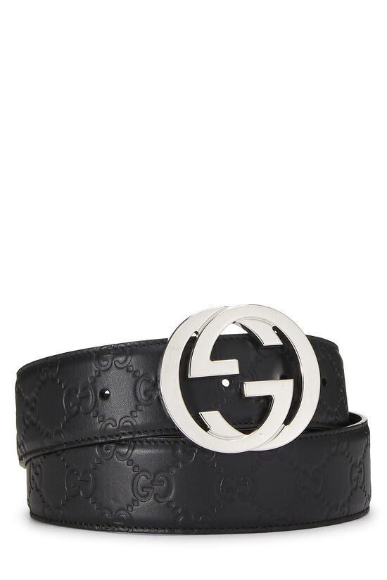 Black Guccissima Leather Interlocking Belt, , large image number 0