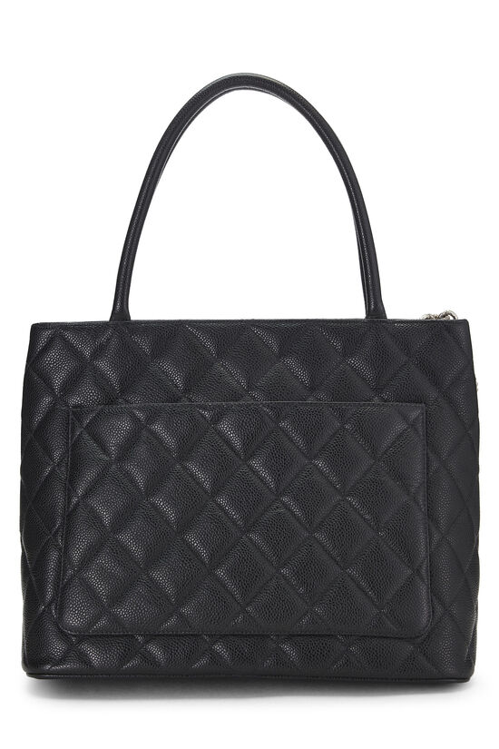 Black Quilted Caviar Medallion Tote, , large image number 3