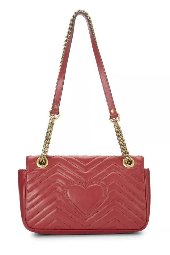Red Leather GG Marmont Shoulder Bag Small, , large image number 3