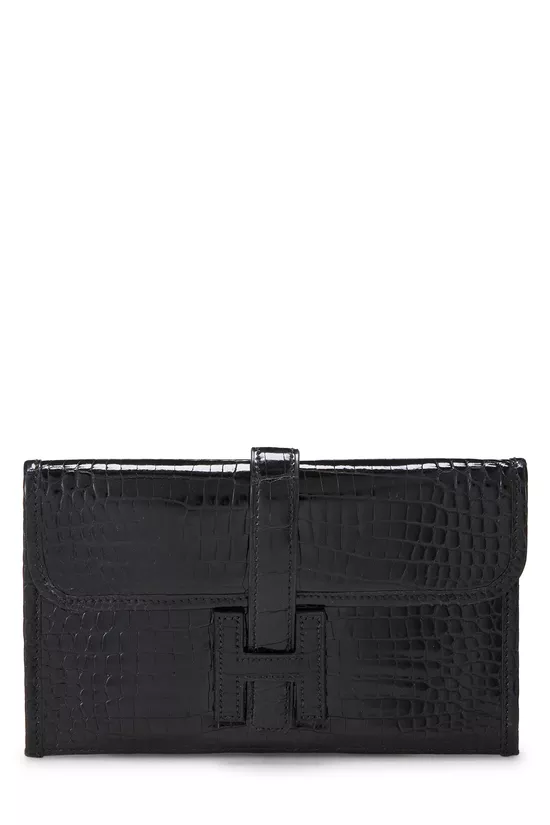 Black Crocodile Porosus Lisse Jige Mini, , large image number 0