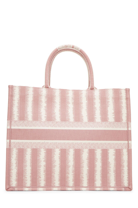 Pink Striped Canvas Book Tote Large, , large image number 3