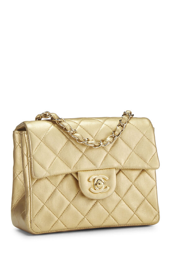 Metallic Gold Quilted Lambskin Half Flap Mini, , large image number 2
