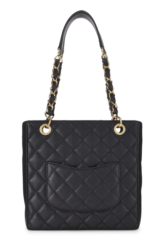 Black Quilted Caviar Petite Shopping Tote (PST), , large image number 3