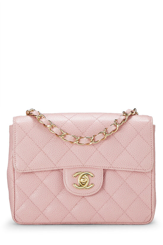 Pink Quilted Caviar Classic Square Flap Mini, , large image number 0