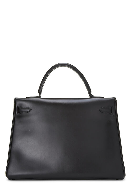 Hermes Vintage Mini Kelly Black Box Calfskin Leather Shoulder Bag