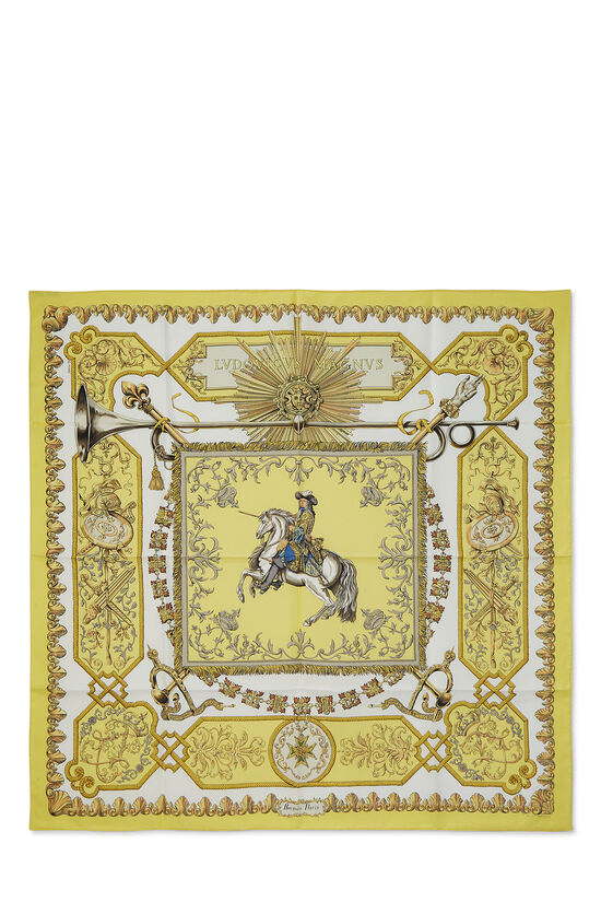 Yellow & Multicolor 'Ludovicus Magnus' Silk Scarf 90, , large image number 0