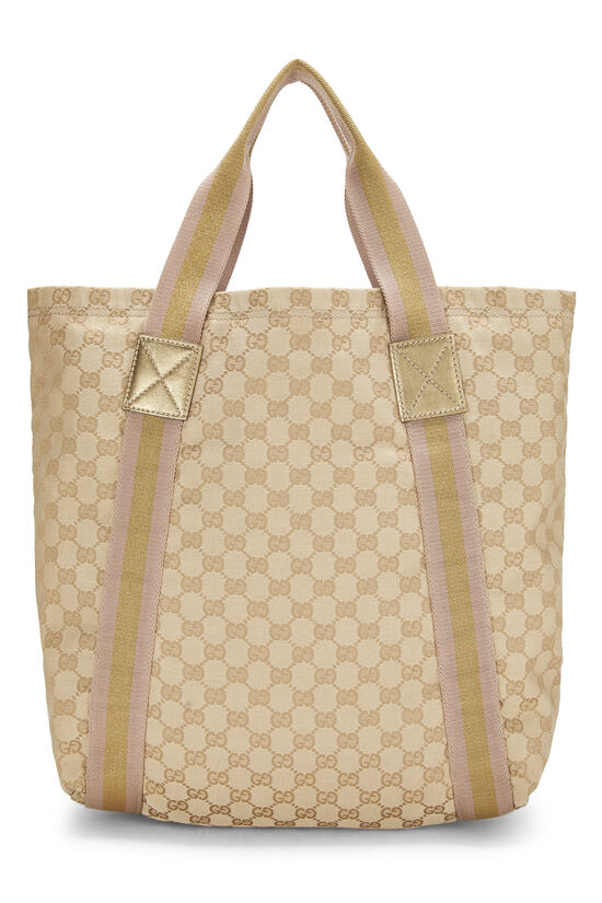 Gold GG Canvas Flat Web Tote, , large image number 3