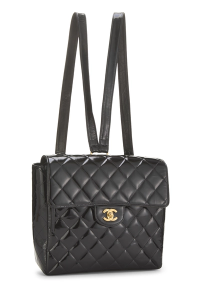 Chanel Black Quilted Patent Leather Flap Backpack Medium — photo 2