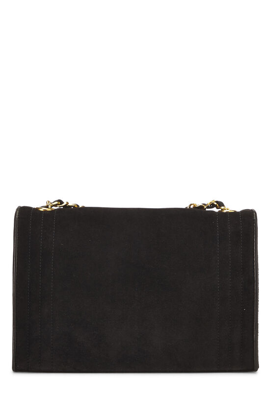 Black Suede Triborder Envelope Flap Shoulder Bag Small , , large image number 3