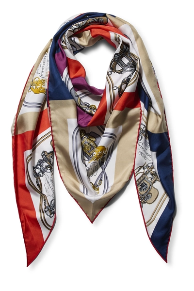 White & Multicolor Silk 'Brides de Gala' Triangle TPM