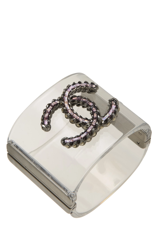 Clear Lucite 'CC' Bangle, , large image number 0