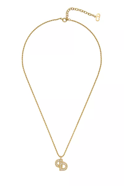 Gold Crystal 'CD' Necklace