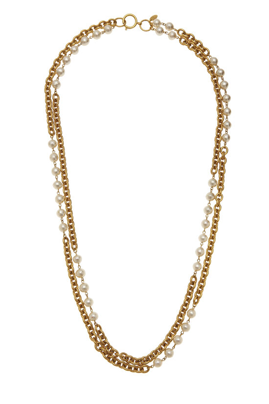 Chanel Gold & Faux Pearl Layered Necklace Large Q6J4T217DT002
