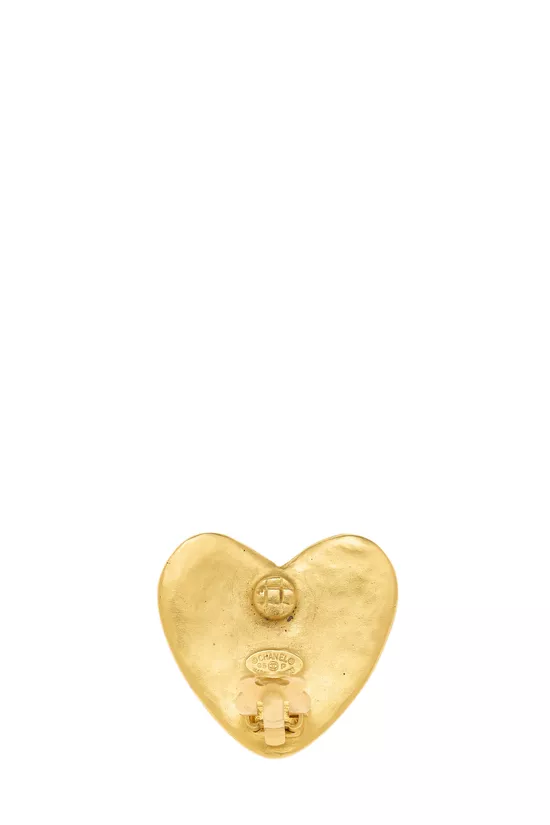 Gold 'CC' Heart Earrings, , large image number 2