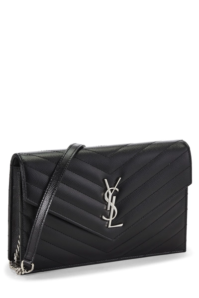 YSL Black Grained Calfskin Envelope Wallet On Chain (WOC) — photo 2