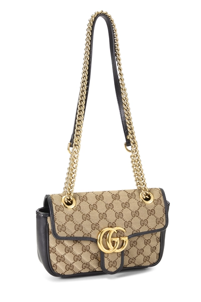 Black Original GG Canvas Marmont Matelass&eacute; Shoulder Bag Small, , large