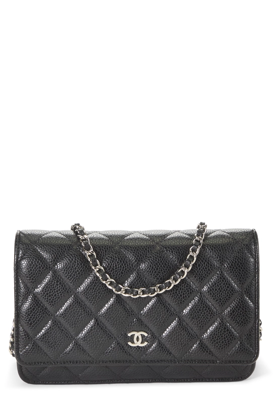 Black Quilted Caviar Classic Wallet on Chain (WOC), , large image number 0