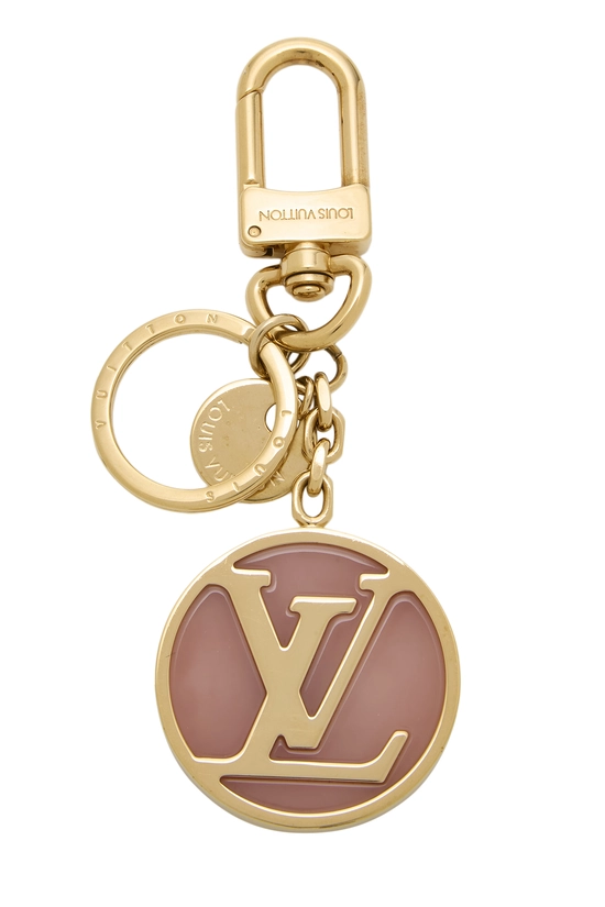 Gold Circle Monogram Bag Charm, , large image number 0