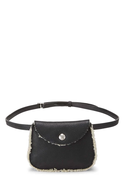 Black Clemence Shearling Trim Waist Pouch
