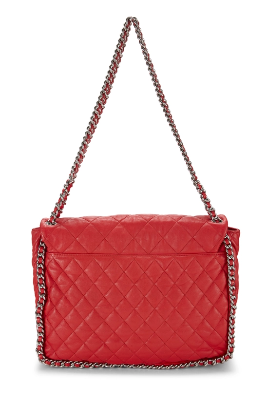 Red Quilted Lambskin Chain Around Half Flap Maxi, , large image number 3