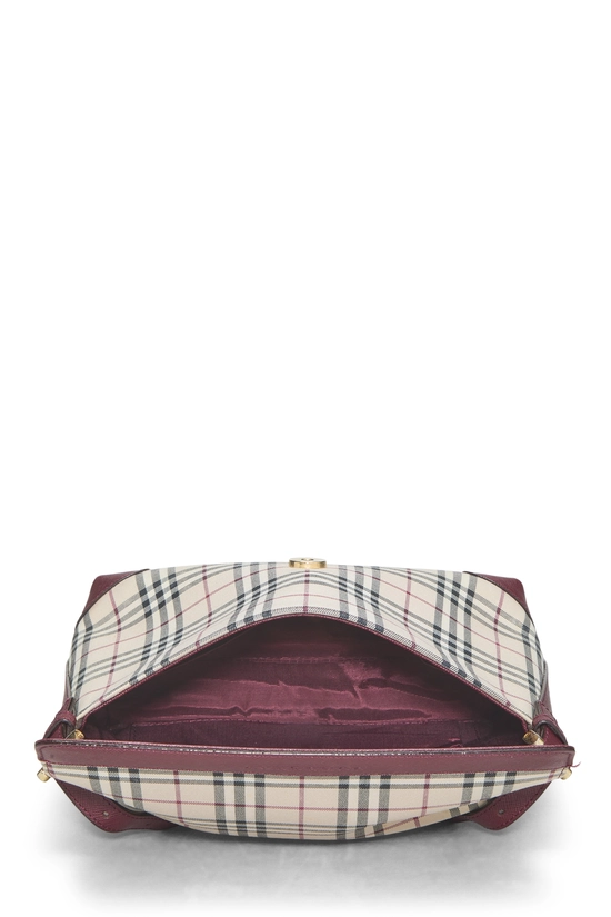 Burgundy Check Jacquard Canvas Flap Crossbody Small, , large image number 5