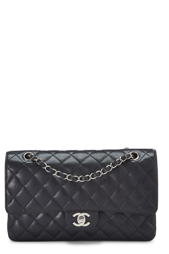 Black Quilted Caviar Classic Double Flap Medium, , large image number 1