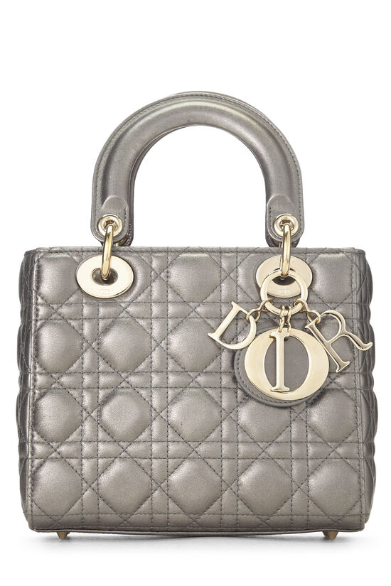 Silver Metallic Cannage Quilted Lambskin Lady Dior Small, , large image number 0