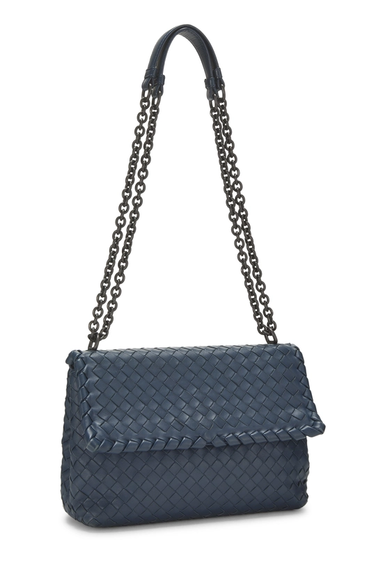 Blue Intrecciato Leather Olimpia Shoulder Bag, , large image number 1