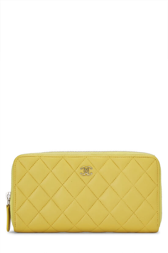 Yellow Quilted Lambskin Classic Zippy Wallet