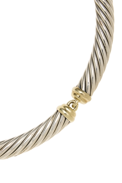 Silver Two-Tone Cable Metro Choker, , large